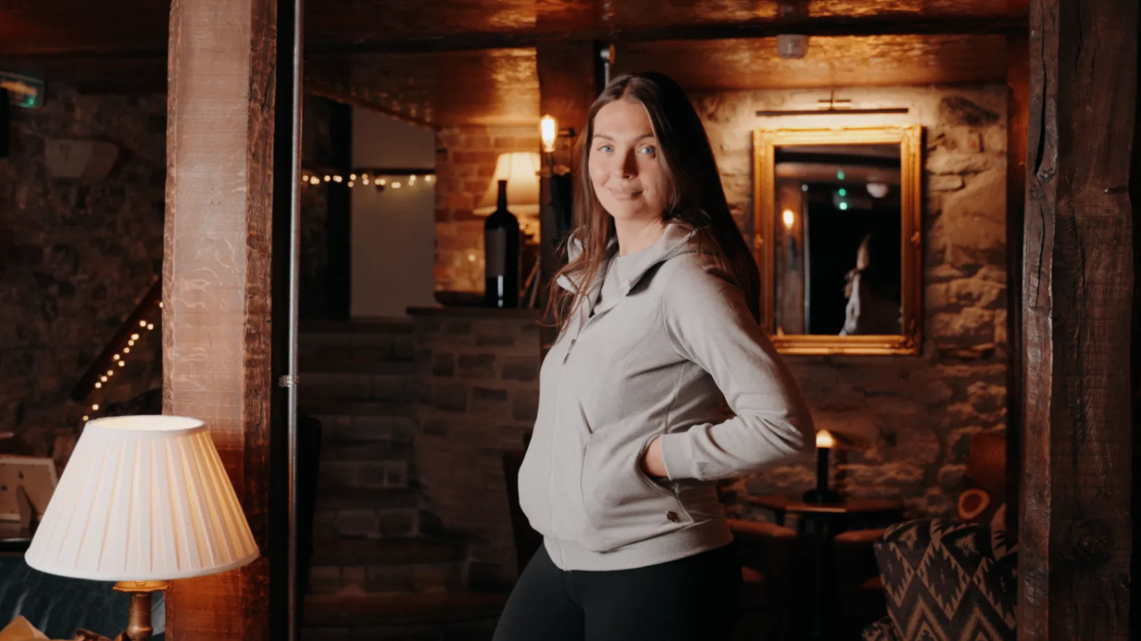Kate Bell wearing an Alternity jacket in a candid portrait